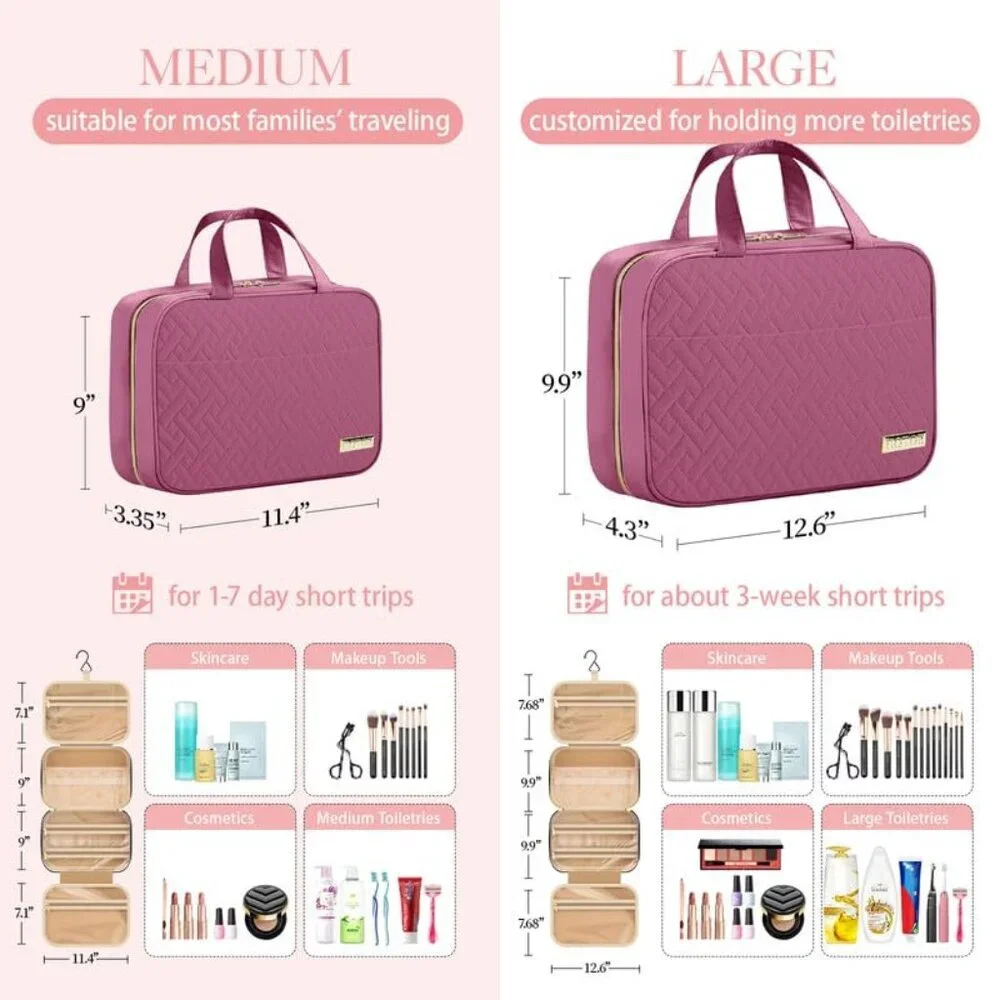 Travel Toiletry Bag Waterproof Hanging Organizer for Women Men Medium